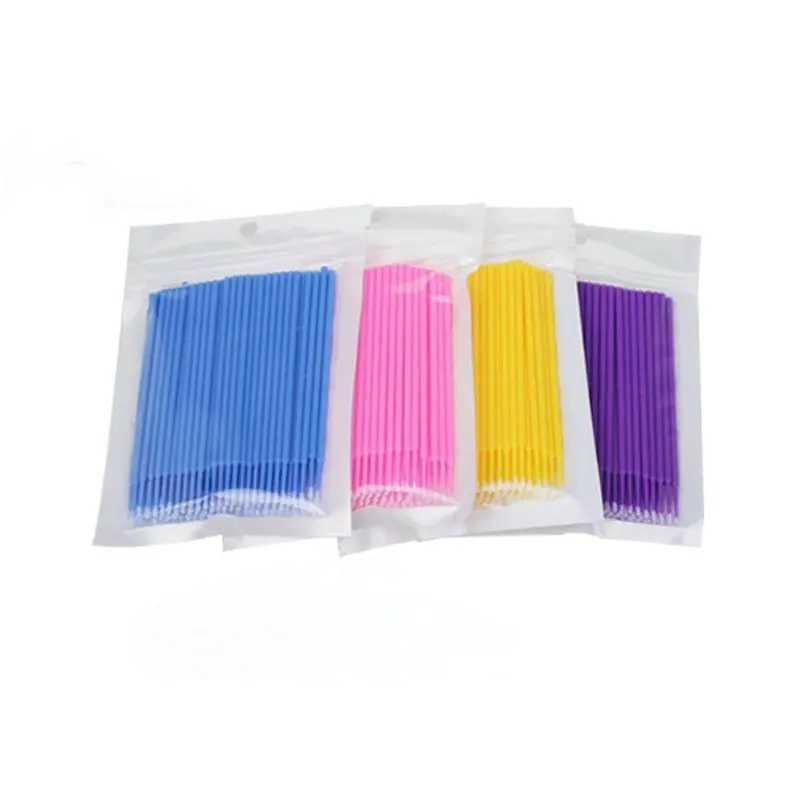 

100pc/lot Micro Brushes Eye Lash Glue Brushes Eyelashes Extension Lint Free Disposable Applicators Sticks Makeup Tools