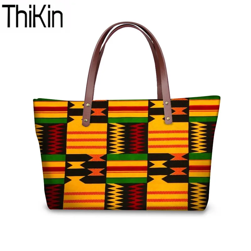 THIKIN женские сумки с верхней ручкой, сумки с традиционным принтом в африканском стиле, женские большие сумки через плечо, сумка-тоут для женщин, модная ручная сумка