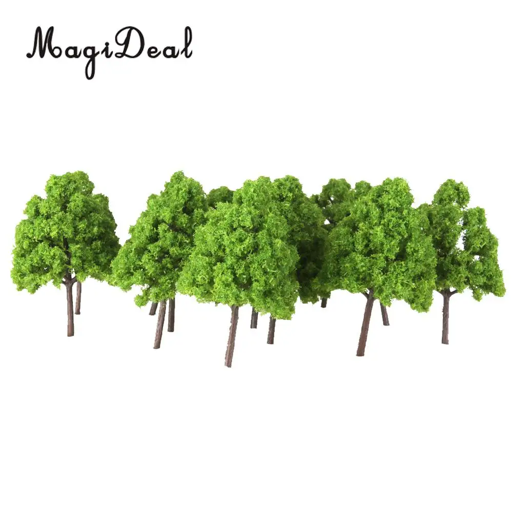 25Pcs Plastic Light Green Train Layout Model Trees 1:150 N Scale Garden Park Forest War Game Diorama Scenery Landscape