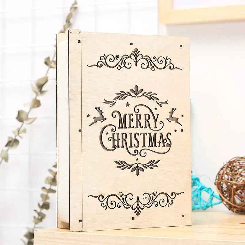 

Home Decoration Accessories Wooden Christmas Decorations Book Home Decor LED Light