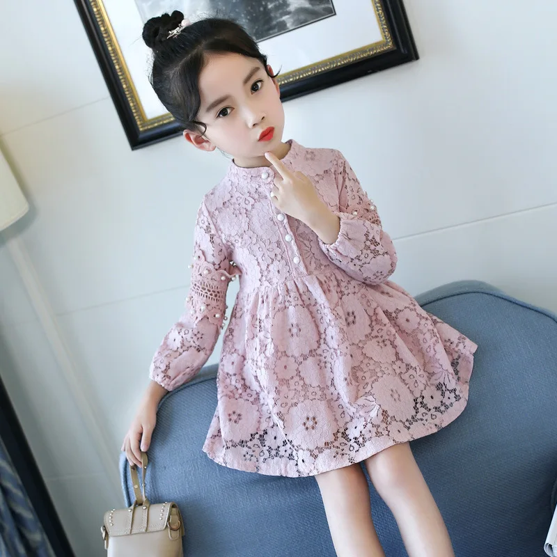

New 2018 Baby Spring Dress Kids Lace Dress Brand Girls Dress Children Princess Dress Toddler Clothes Cotton Lining,2623