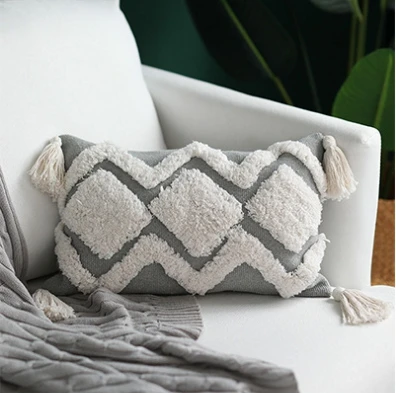

Tufted Pillow Cover Boho Cushion Cover 100% Cotton Wedding Pillow Cover Boho Home Decor, Custom Size and Color 45X45CM/40CMRD