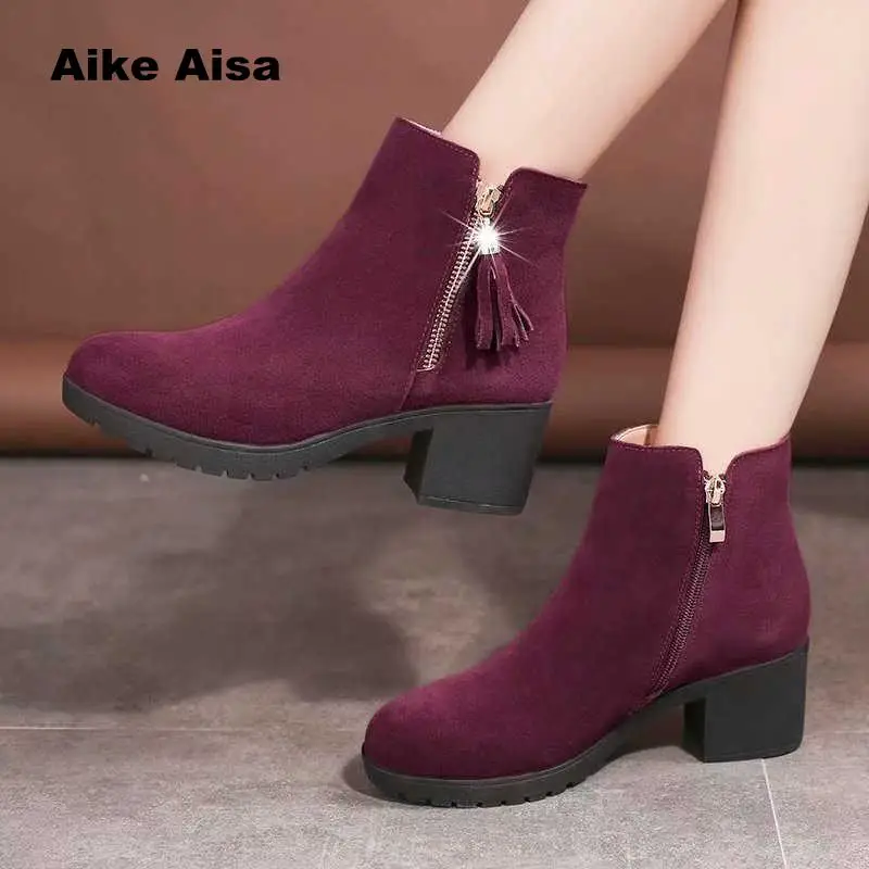 

2019 Women Boots New Fashion Genuine Leather Snow High Quality Winter Warm Plush Ankle High Boots Botas Feminina Zapatos Mujer