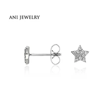 ANI 14 K белое золото женские свадебные серьги-гвоздики 0,1 КТ Сертифицированный I/SI натуральные алмазные серьги в форме звезды orecchini donna