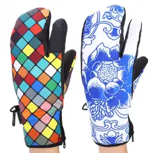 Для женщин Лыжный Спорт Перчатки Водонепроницаемый ветрозащитный Термальность толстые теплые три-пальцы снег перчатки для зимних видов спорта скалолазание катания на велосипеде