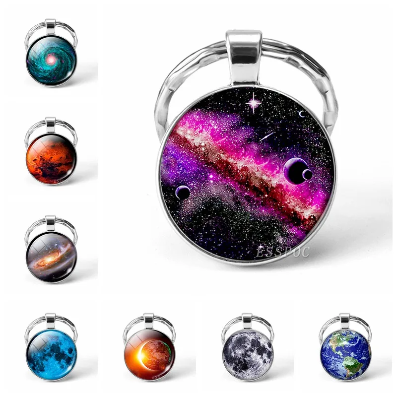

Solar System Stainless Steel Metal Keychain Keyring Galaxy Planet Pendant Key Chain Key Holder Universe Jewelry Astronomy Gift