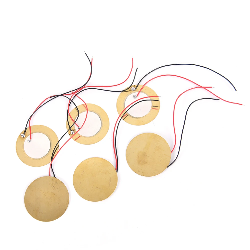 

6 Pieces 35mm Piezo Disc Elements With Leads Guitar Amplifiers Contact Pickups Guitar Repair Luthier Tool