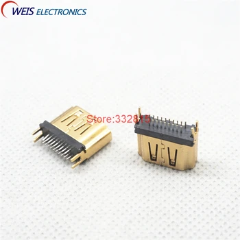 

10PCS HDMI FEMALE CONNECTOR 19PIN SOCKETS High definition interface connector Straddle Mount 1.6 ROHS Free shipping