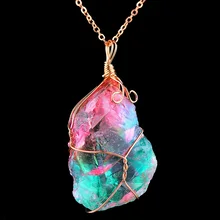 1PC moda nieregularny tęczowy kamień kolorowy naturalny kryształ Chakra Rock naszyjnik pozłacany kwarcowy naszyjnik kolekcje