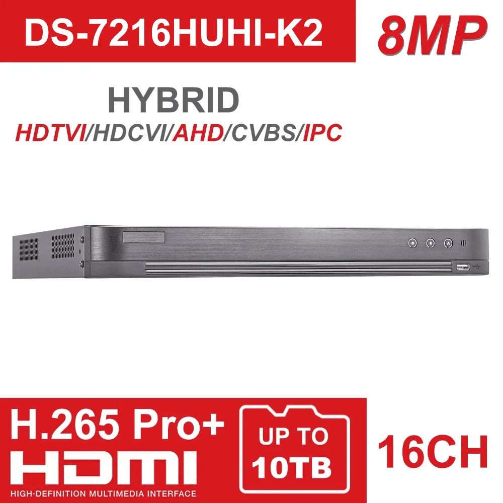 

16CH 5 In 1 AHD DVR DS-7216HUHI-K2 Support CVBS TVI CVI AHD Analog IP Cameras P2P Cloud H.265 HDMI video recorder RS485 Audio