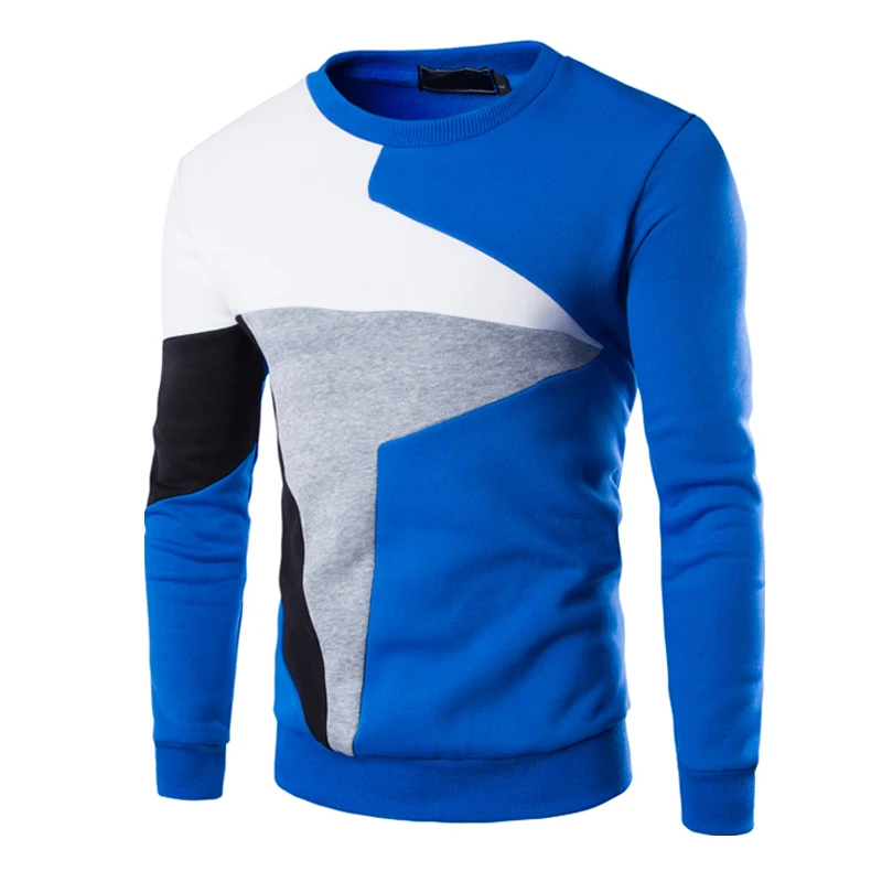 

SHUJIN Fashion Patchwork Sweatshirts Men Long Sleeve Round Neck Pullover Homme Casual Hip Cardigan Men Solid Streetwear Men