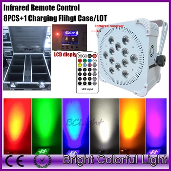 

2016 High Power DJ Disco lighting 12*18W RGBWA UV battery powered wireless led par lights with IR Controller 8XLOT+Flight case