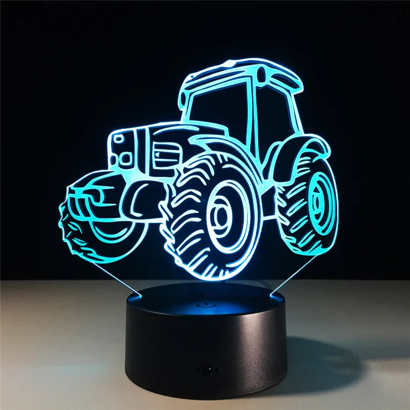3D лампа светодиодный ночник ферма винтажная машинка-трактор фигурка 7 цветов TouchTable украшение свет Оптическая иллюзия