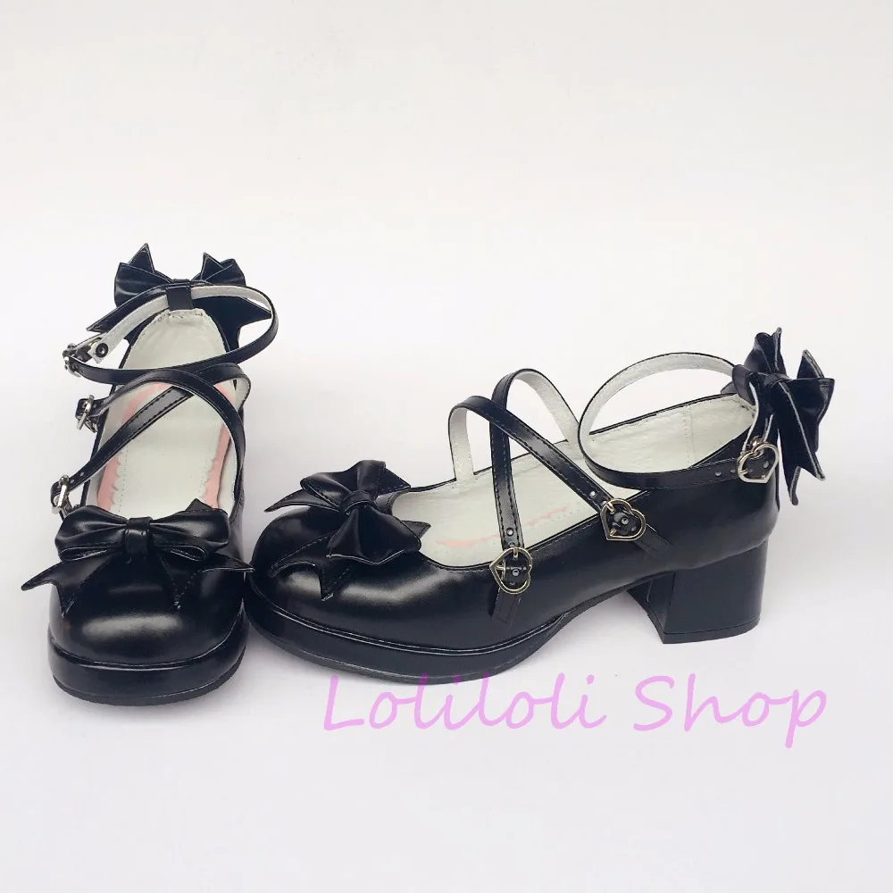Princess sweet lolita shoes loliloli yoyo black bright skin customized