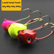 2016 new jig lures 40g 60g 80g 100g lead head Jigs with single hook pesca accessories boat fishing enquipment