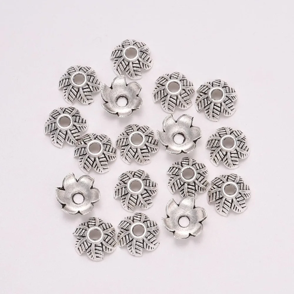 

20Pcs/Bag 10mm Antique Silver Leaf Beads Cap Receptacle For Women Jewelry Making Findings DIY Bracelet Earrings Accessories