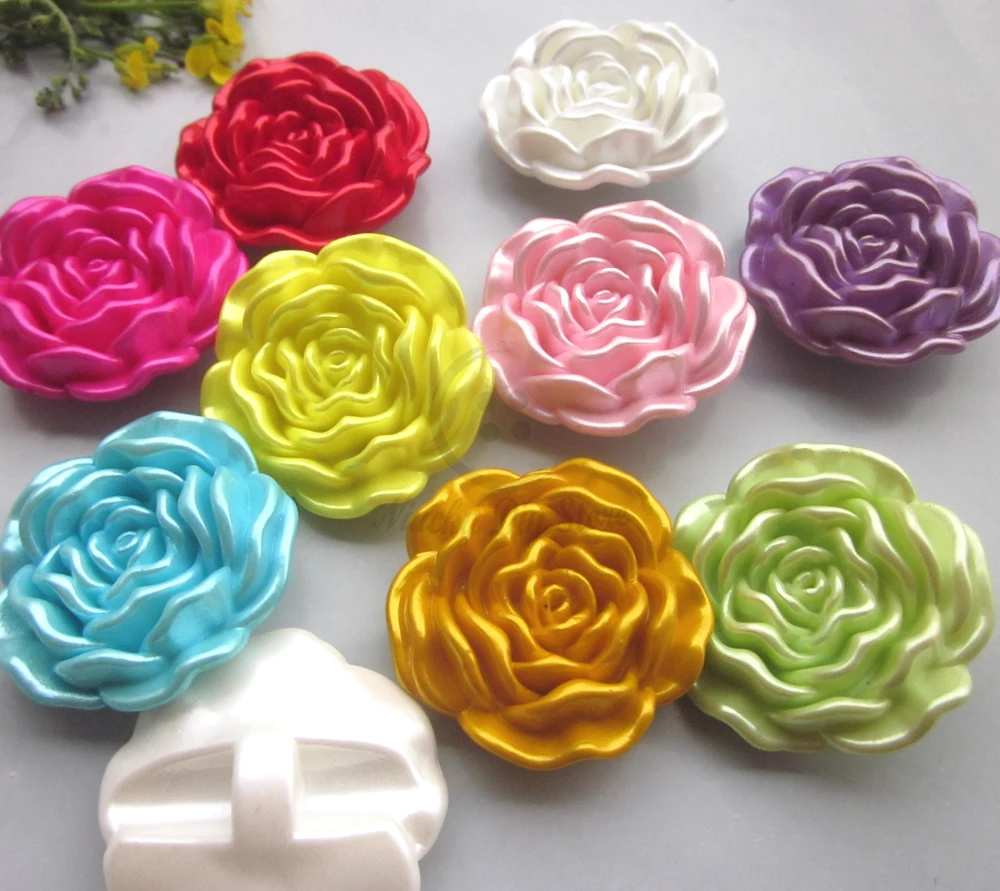 

24pcs 30mm mixed / 1 color Colorful Resin flower buttons dinner dress decorative buckle wedding diy craft decor accessories