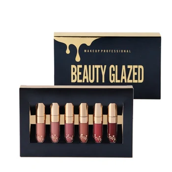 

J Vip BEAUTY GLAZED 6pcs/Set Liquid Lipstick Lip Gloss Professional Makeup Matte Lipstick Lip Kit Cosmetics Maquiagem