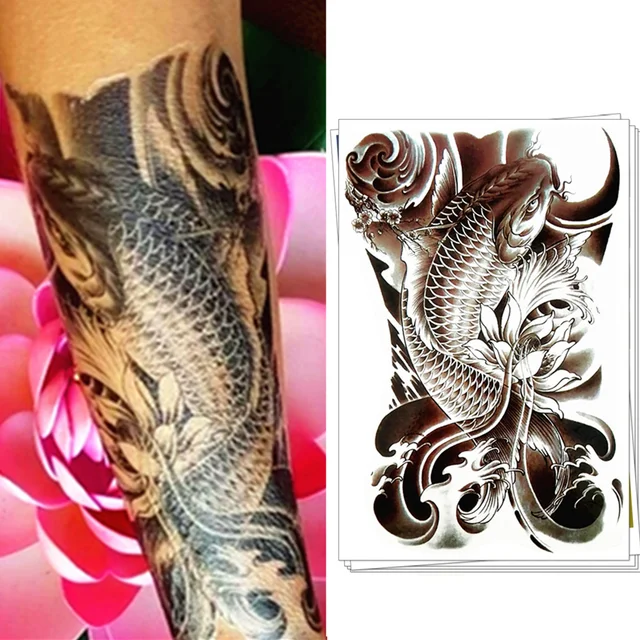 M-Theory Fancy Black Koi Temporary Tattoos Tattoo Body Art Flash Tatoos Stickers, 21x15cm Swimsuit Dress Makeup M-Theory Fancy Black Koi Temporary Tattoos Tattoo Body Art Flash Tatoos Stickers, 21x15cm Swimsuit Dress Makeup