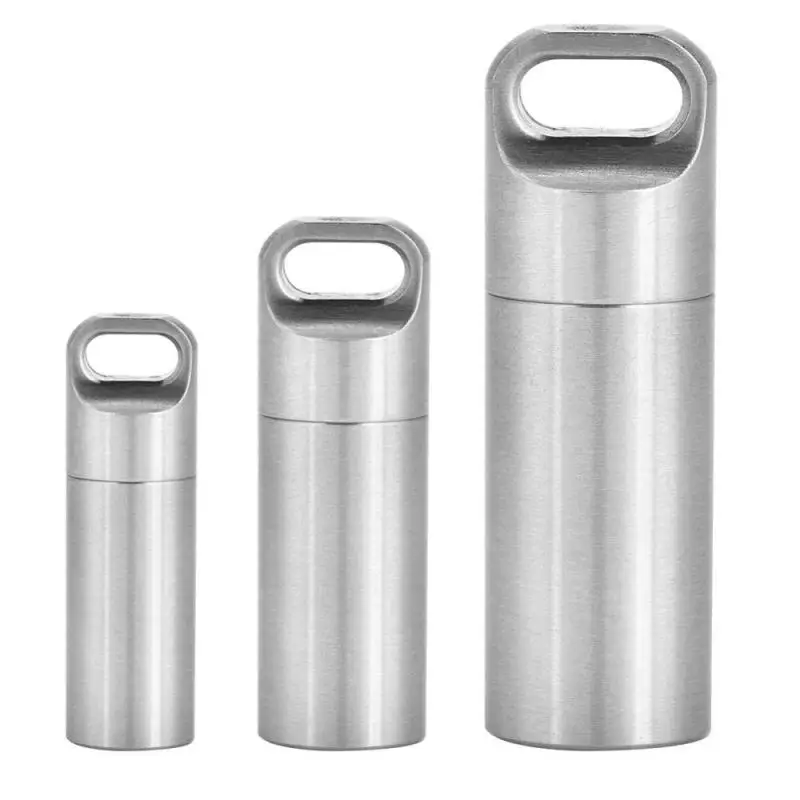 

Waterproof Sealing Outdoor EDC Bottle Stainless Steel Pill Bottle Medicine Container Holder for Outdoor Camping Hiking