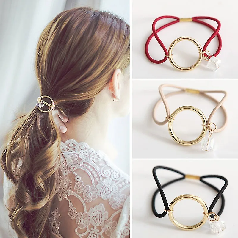 

1 Pcs Small Rubber Bands Solid Elastic Band for Girl/Women Hair Accessories Crystal Metal Hair Rope Exquisite Ponytail Holders