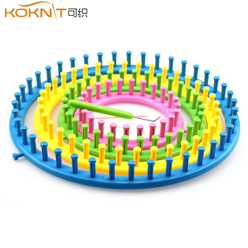 

KOKNIT 1 Color Round Cap Knitting Loom Machine with Needle Knitting DIY Knitting Kit Embroidery Tool 4 Sizes 14cm 19cm 24cm 29cm
