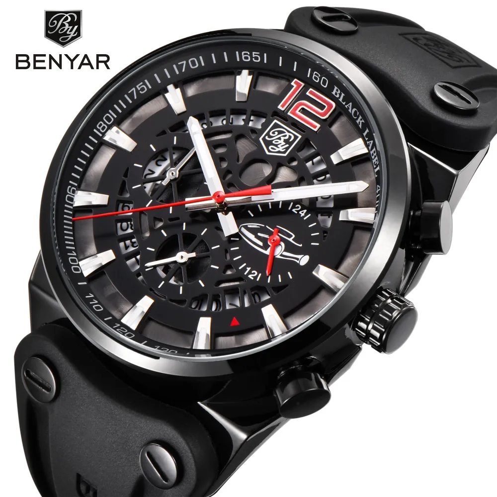 BENYAR Brand Chronograph Sports Men Watches Reloj Hombr Fashion Military Waterproof Quartz Watch Relogio Masculino Meski Zegarek