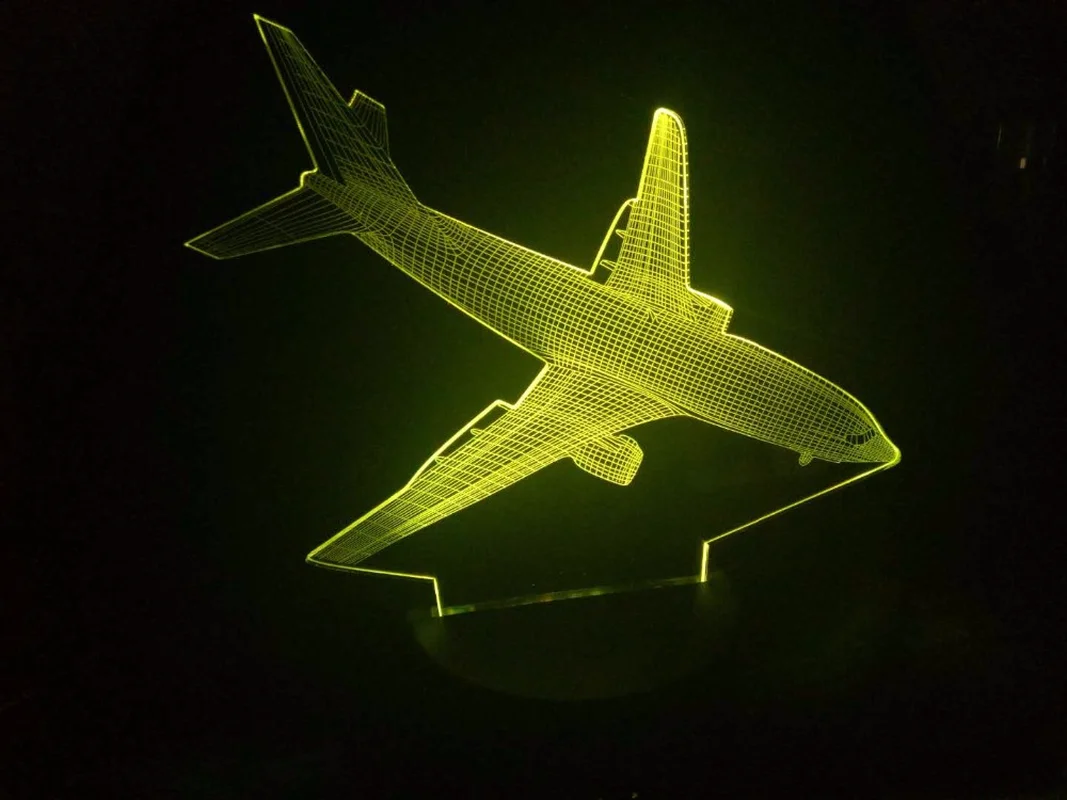 Самолета 3D ночник удаленного коммутатора USB 7 цветов самолета настольная лампа