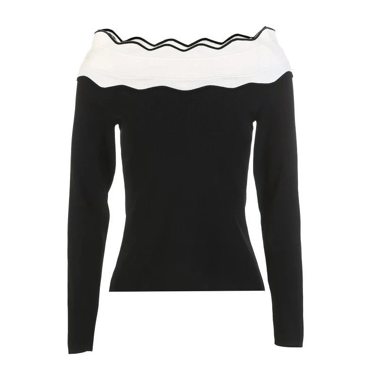 Vero Moda Женская Новинка, вырез лодочкой, рифленая кромка, с открытыми плечами, длинные рукава, стрейч, хорошо трикотаж | 318324508