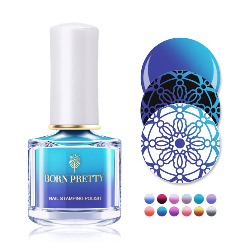 

BORN PRETTY 6ml Thermal Stamping Nail Polish Temperature Color Changing Nail Polish DIY Plate Printing Oil Nail Art Lacquer