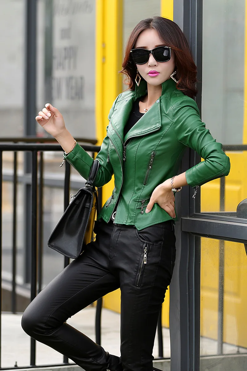Женская кожаная куртка, осень, модное пальто на молнии с карманами, женская уличная куртка с отложным воротником, искусственная кожа, замша, M-5XL, 6 цветов