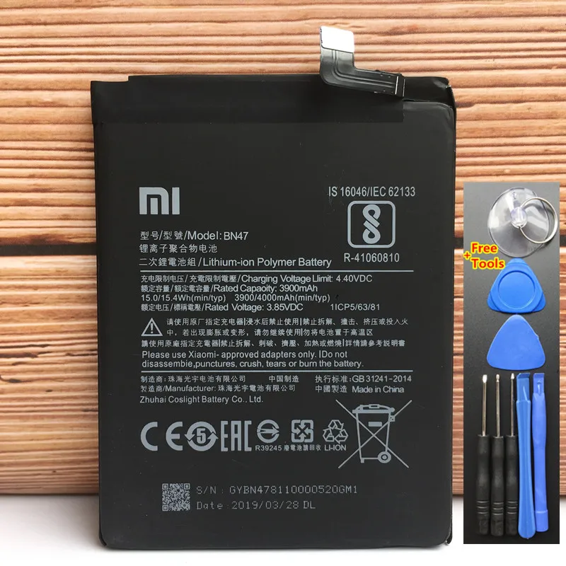 Аккумулятор для телефона BN47 для Xiao mi Red mi 6 Pro/mi A2 Lite 3900 мАч Высококачественный сменный аккумулятор+ Инструменты