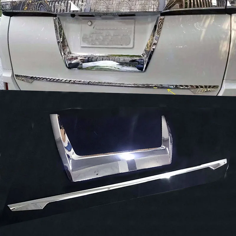 

Chrome Rear Tail Trunk Lid Cover License Pate Trim 2PCS For Toyota Voxy Noah R80 2017 2018 2019 Tailgate Boot Protection Strip