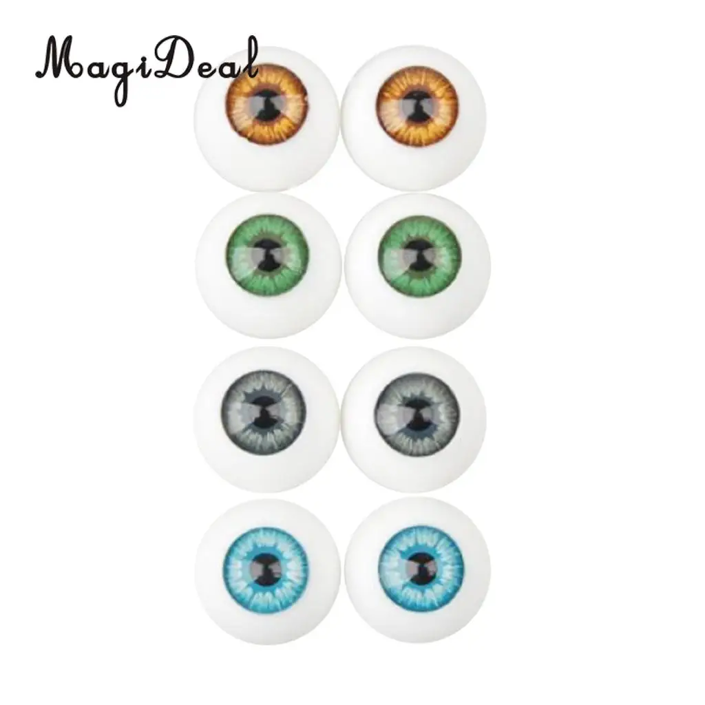 MagiDeal 8Pcs/Set Half Round Hollow Acrylic Doll Dollfie Eyes Eyeballs for Dolls Plush Animal DIY Craft Toy 16mm