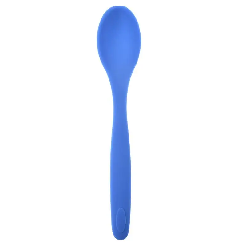 Гибкая Термостойкая Силиконовая ложка лопатка-скребок для мороженого торт для лопаты кухонный инструмент посуда детская съедобная ложка - Цвет: Blue
