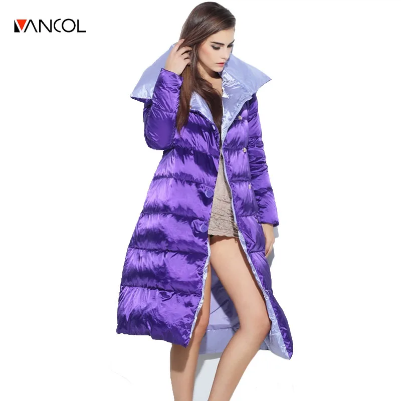 Vancol 2016 European luxury Fashion Purple X Long Winter Coat Russian ...