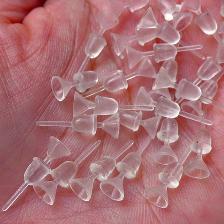 

Plastic Earring Post with Rubber Backs & 5mm Cup / Cone Earring Blank Stone Ear Studs (Clear/1000Sets/500Pairs/Hypoallergenic)