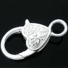 DoreenBeads 10 сердечко серебряного цвета Форма карабины 25x13 мм(B06358), для изготовления украшений своими руками