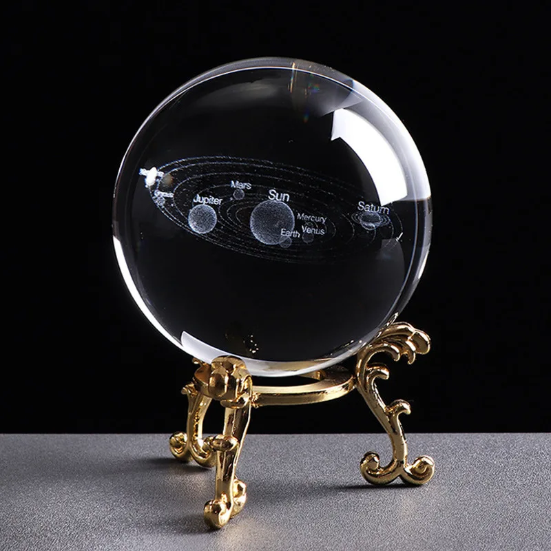 Новинка 2019 6 см 3D Солнечная система шар хрустальный светодиодный светодиодная