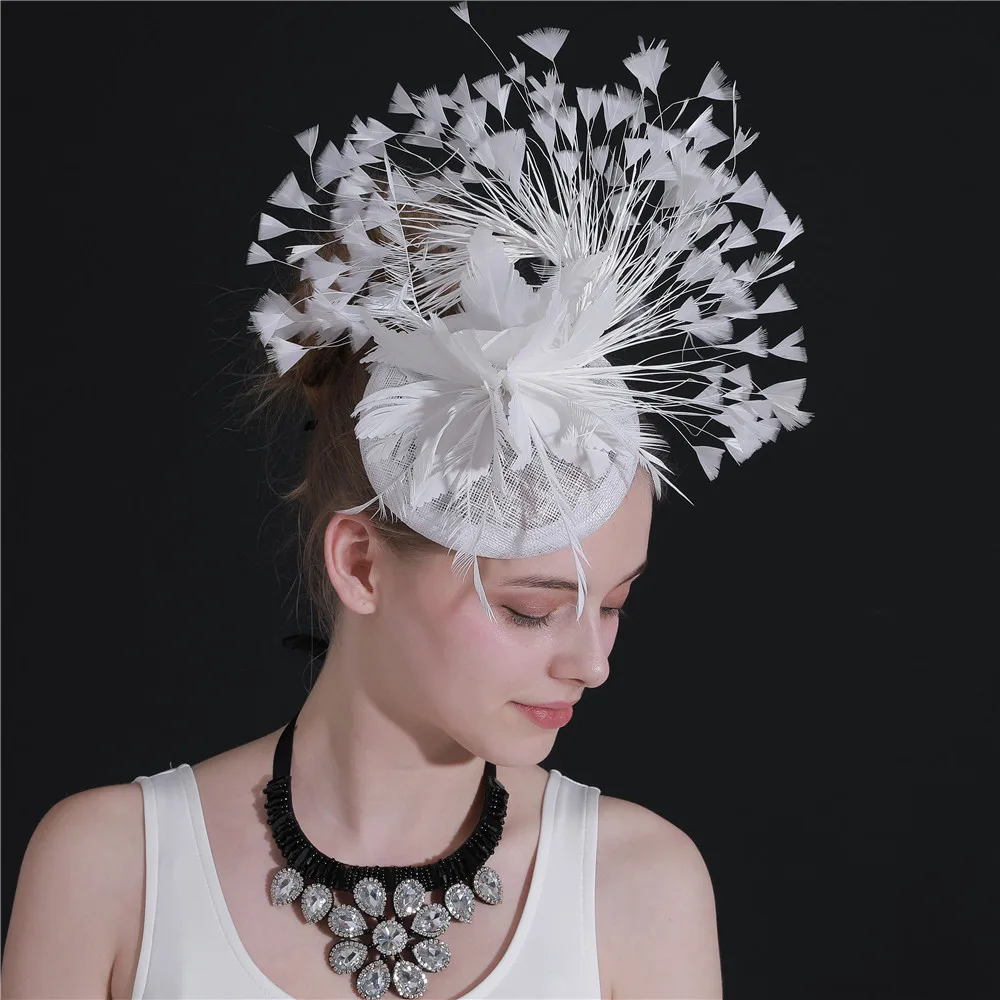 

Ladies Fascinators Sinamay Wedding Hat with pearl Racing Season Hats pink for Cocktail Party Event Occasion High Quality 17color