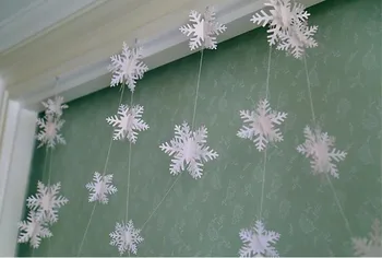 

4 Set/ Lot 3D White Snowflakes Paper Garland Length 3M Party Photo Decoration Multi-color Available