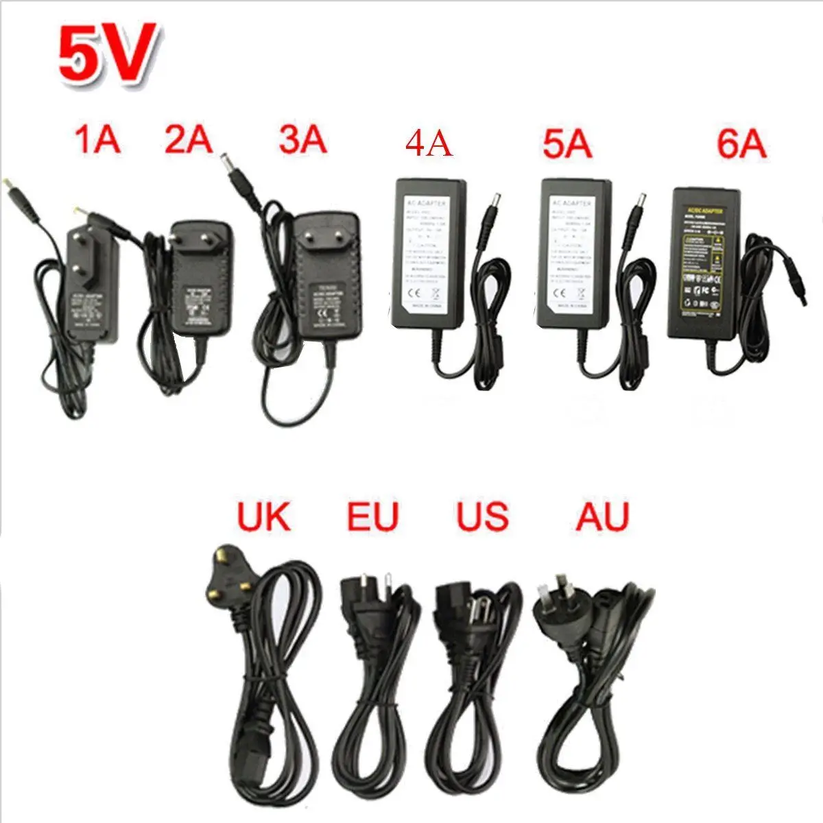 AC110 220 В адаптер питания Трансформатор Светодиодная лента 2A 3A 5A 8A DC 5 в 12 В 24 В 5 в 12 В 24 В адаптер питания US/EU/UK/AU