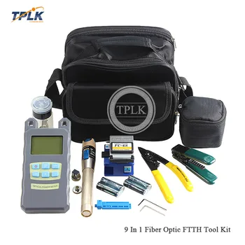 

Best price 9 In 1 Fiber Optic FTTH Tool Kits with Optical Power Meter 5km Visual Fault Locator Wire stripper and FC-6S Cleaver