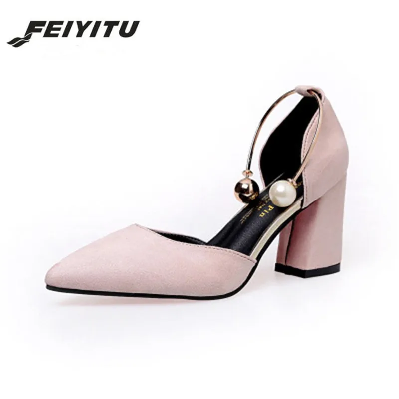 

Feiyitu Women Sandals High Heels Summer Women Shoes Gladiator Sandals Block Heels Pearl Strap Women Pumps Chunky Heels Shoes