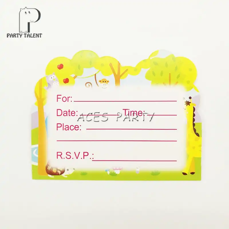 party supplies 8pcs jungle safari animals party theme invitation card invitations for kids birthday party decoration jungle theme invitation card