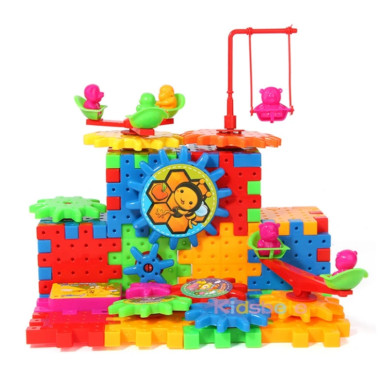 81 шт. 3D головоломки строительные наборы пластиковые электрические шестерни кирпичи развивающие игрушки для детей забавные подарки
