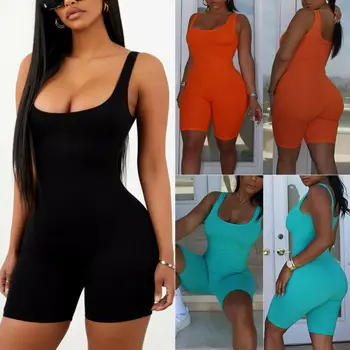

Hirgin Sexy Women Sleeveless Solid Bodycon Jumpsuit Romper Short Trousers Casual Hot