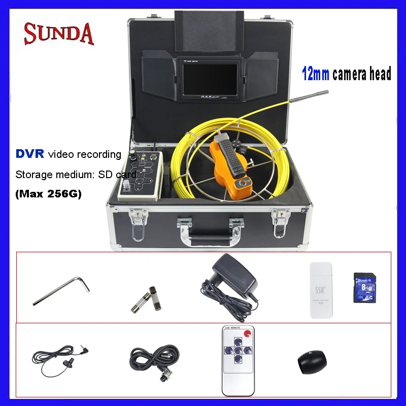 Plumbing camera underground camera 12mm camera head DVR video recording