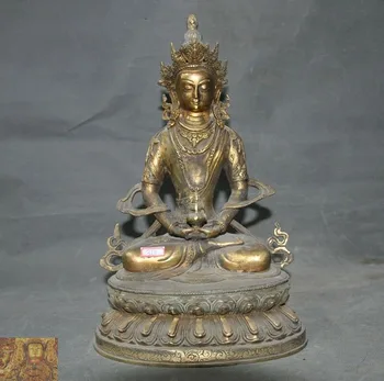 

wedding decoration Tibet temple fane Bronze Gilt Nepal Amitayus longevity God Goddess Buddha Statue