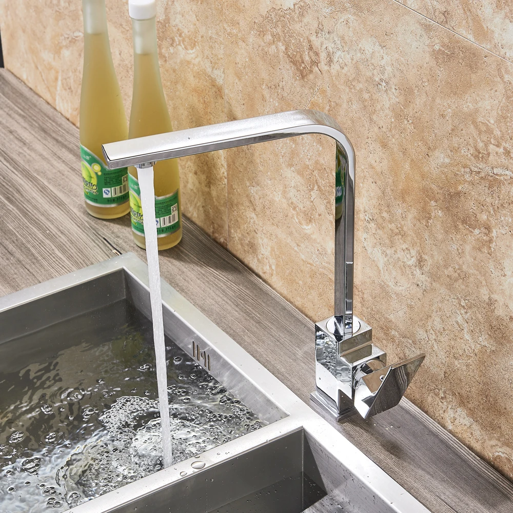 Brushed Nickel Kitchen Faucet Single Lever Bathroom Kitchen Mixer Tap Deck Mounted Bathroom Kitchen Hot and Cold Water Tap Cran